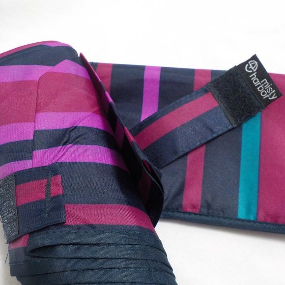 Misty Harbor Rainbow Stripe Auto Open Umbrella W/Slipcover & Hand Strap NWT - Picture 4 of 7
